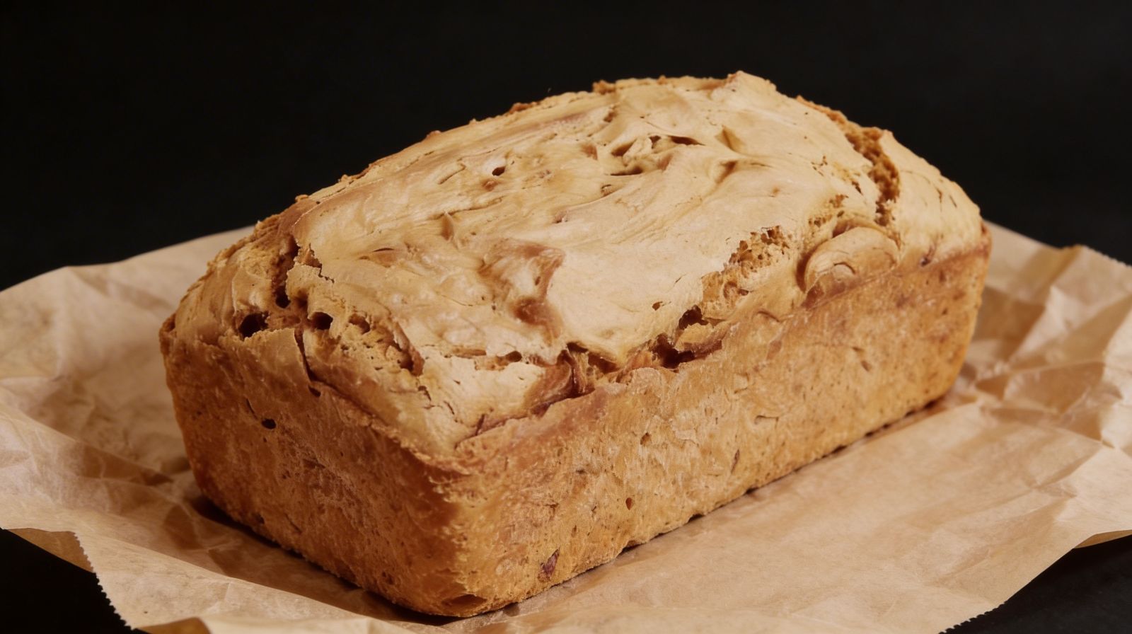 Domowy chleb z masła orzechowego bez mąki – puszysty bochenek upieczony w keksówce.