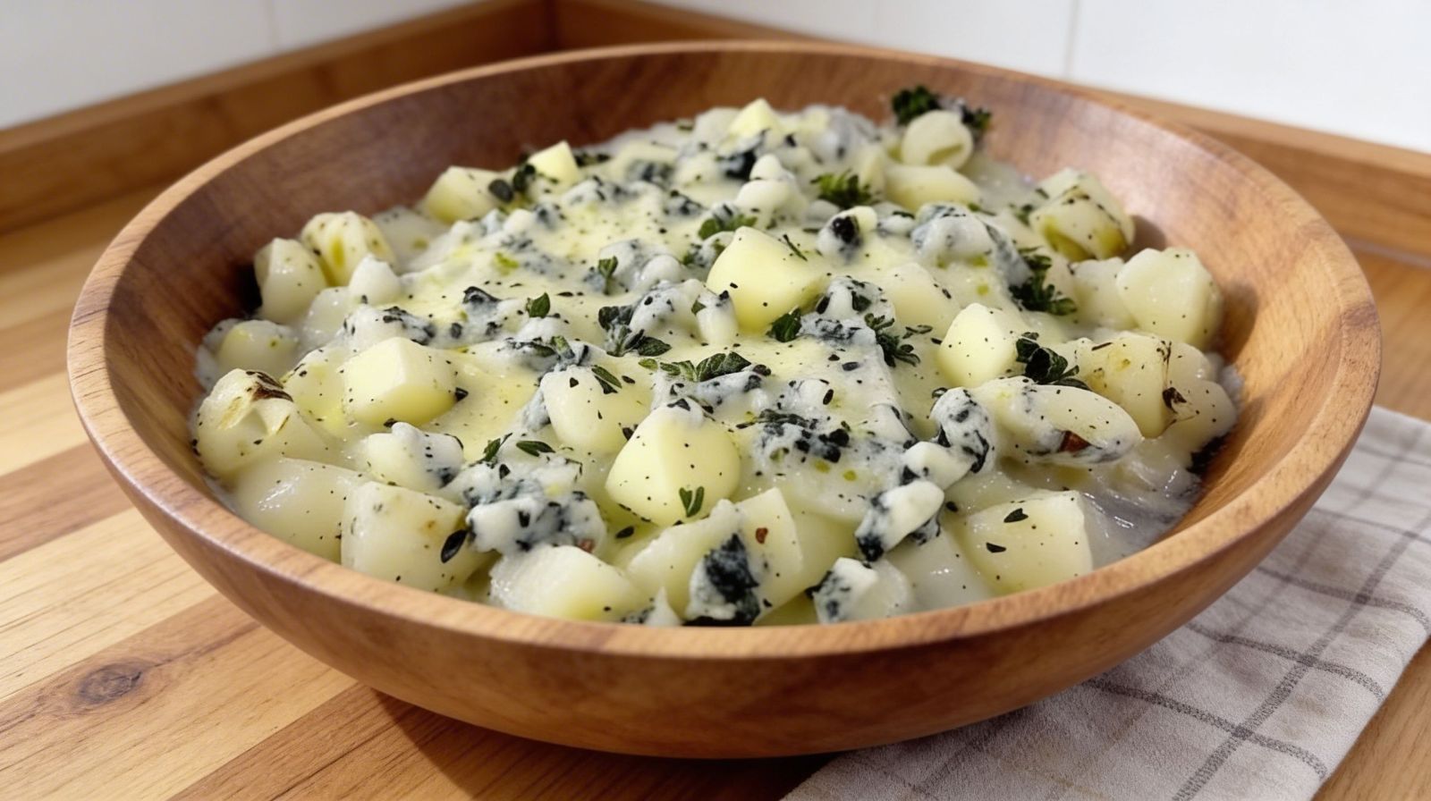 Plokkfiskur – islandzka potrawka z białej ryby i ziemniaków, podana w drewnianej misce.